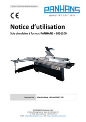 PANHANS 680/100 Notice D'utilisation