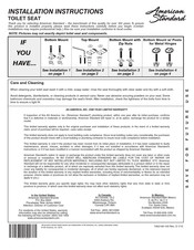 American Standard Cadet A5350110020 Instructions D'installation