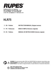 Rupes HLR75 Mode D'emploi