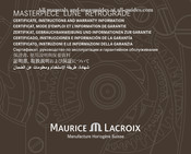 Maurice Lacroix MASTERPIECE LUNE RETROGRADE Mode D'emploi