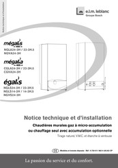 Bosch e.l.m. leblanc megalia CGVA24-3H Notice Technique Et D'installation