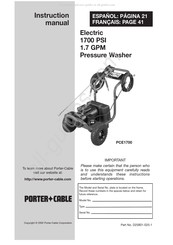 Porter Cable PCE1700 Manuel D'instructions
