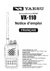 Yaesu VX-110 Notice D'emploi