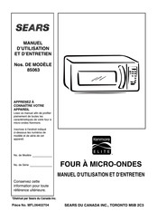 Sears 85063 Manuel D'utilisation Et D'entretien