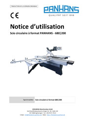 PANHANS 680/200 Notice D'utilisation