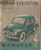 Renault R 1062 1952 Notice D'entretien