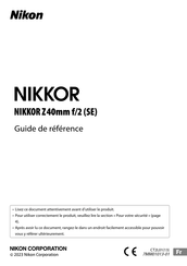 Nikon NIKKOR Z 40mm f/2 Guide De Référence