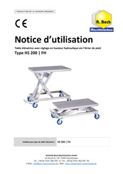 R. Beck Maschinenbau HS 200 Notice D'utilisation