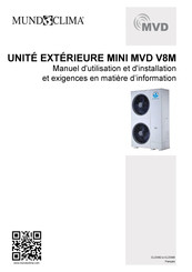 mundoclima MVD-V8M280WDRN1 Manuel D'utilisation Et D'installation