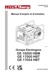 Mosa GE 15000 HBM Manuel D'emploi Et D'entretien