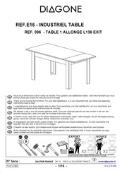 Diagone INDUSTRIEL TABLE E16 096 Instructions De Montage