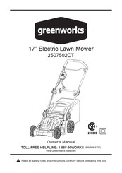 GreenWorks 2507502CT Guide D'utilisation