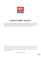 Beta Motorcycles RR 200 2T EUROPA Mode D'emploi