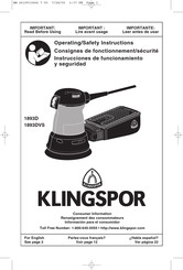 KLINGSPOR 1893DVS Consignes De Fonctionnement/Sécurité