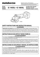 Metabo HPT G 14DSL Instructions De Sécurité Et Mode D'emploi