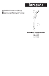 Hansgrohe Vernis Blend Vario Wallbar Set 04970 0 Serie Instructions De Montage / Mode D'emploi / Garantie