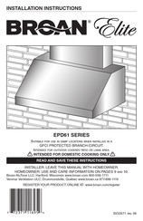 Broan Elite EPD61 Série Instructions D'installation