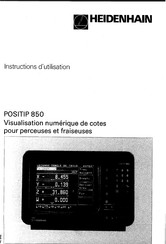 HEIDENHAIN POSITIP 850 Instructions D'utilisation