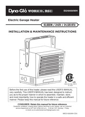 GHP Group Dyna-Glo WORKHORSE EG10000WH Instructions D'installation Et D'entretien