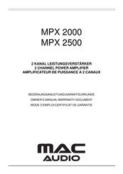 MAC Audio MPX 2500 Mode D'emploi/Certificat De Garantie