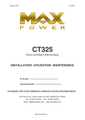 MAX power CT325 Manuel