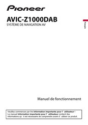 Pioneer AVIC-Z1000DAB Manuel De Fonctionnement
