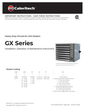 Thermon Caloritech GX Serie Instructions D'installation, D'utilisation Et D'entretien