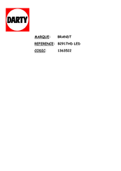 Brandt B2917HD LED Manuel D'utilisation