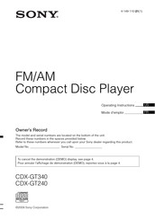Sony CDX-GT340 Mode D'emploi
