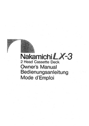 Nakamichi LX-3 Mode D'emploi