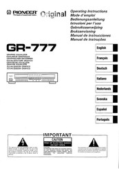 Pioneer GR-777 Mode D'emploi