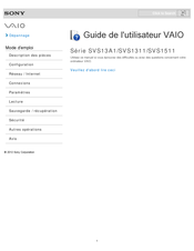 Sony VAIO SVS1311 Serie Guide De L'utilisateur