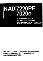 NAD 7220e Manuel D'installation Et D'utilisation