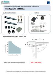 Habitat Automatisme NICE WingoKit 5024 PLUS Notice D'installation Simplifiée