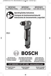 Bosch PS11 Consignes De Fonctionnement/Sécurité
