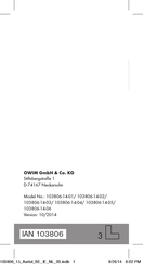 OWIM 103806-14-01 Instructions D'utilisation Et Consignes De Sécurité