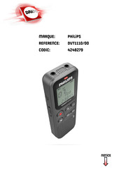 Philips VOICE TRACER DVT1110/00 Manuel De L'utilisateur