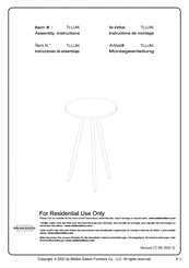 Walker Edison TLLL8K Instructions De Montage