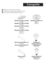 Hansgrohe Extension Pipe for Ceiling Mount 274791 Serie Instructions De Montage / Mode D'emploi / Garantie
