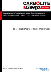 Carbolite Gero TS3 12/200/600 Instructions D'installation Et De Fonctionnement