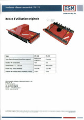 ESM VS-122 Notice D'utilisation Originale