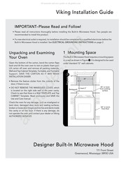 Viking Range Corporation DMOR200SS Instructions D'installation