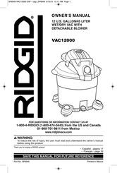 RIDGID VAC12000 Mode D'emploi