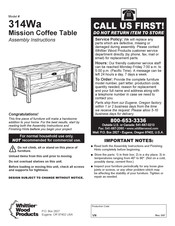 Whittier Wood Products 314Wa Mission Instructions De Montage