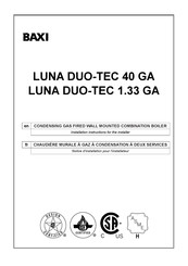 Baxi LUNA DUO-TEC 40 GA Notice D'installation Pour L'installateur