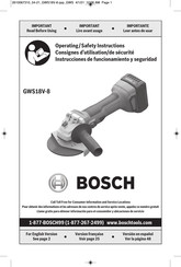 Bosch GWS18V-8 Consignes D'utilisation/De Sécurité