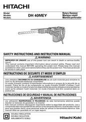 Hitachi Koki DH 40MEY Instructions De Sécurité Et Mode D'emploi