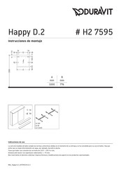 Duravit Happy D.2 H2 7595 Instructions De Montage