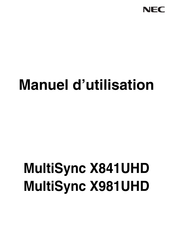 NEC MultiSync X841UHD Manuel D'utilisation