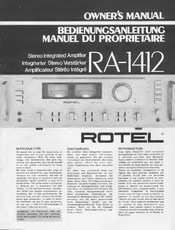 Rotel RA-1412 Manuel Du Propriétaire